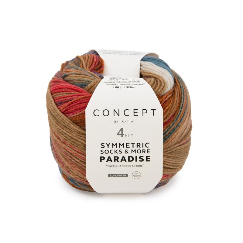 Symmetric socks & more Paradise 41 röd-okra-petrol