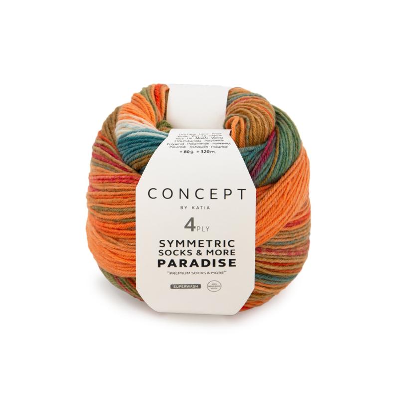 Symmetric socks & more Paradise 44 brun-grön-orange