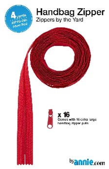 By Annie Zippers by the yard Atom red