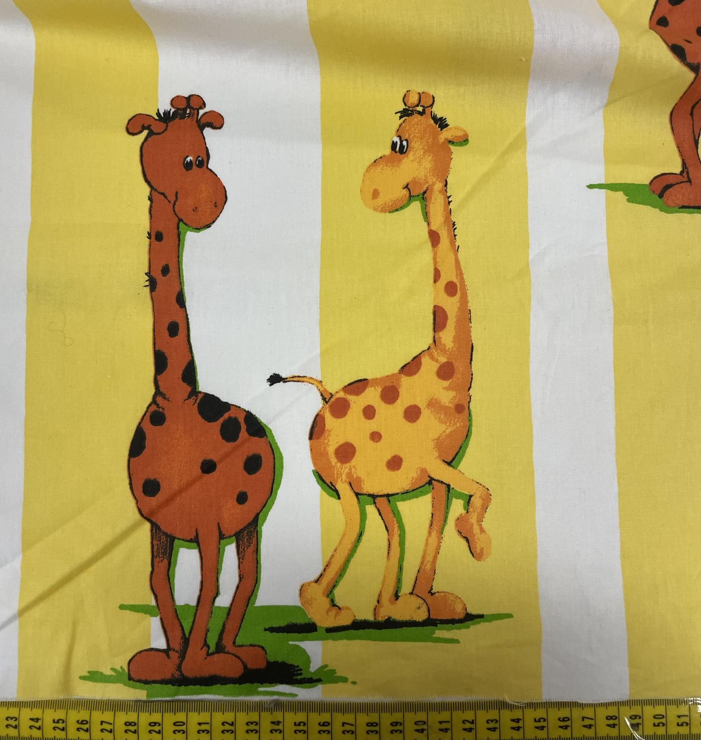 Randigt bomullstyg med Giraff