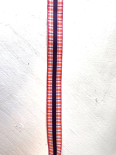 Dekorationsband lila orange rutig 15mm