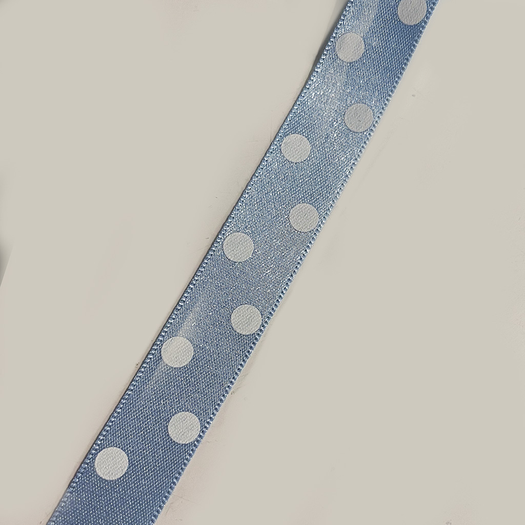 prickigt dekorationsband blå polyester15mm