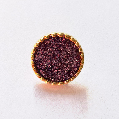"Guldknapp" lila med glitter 15 mm