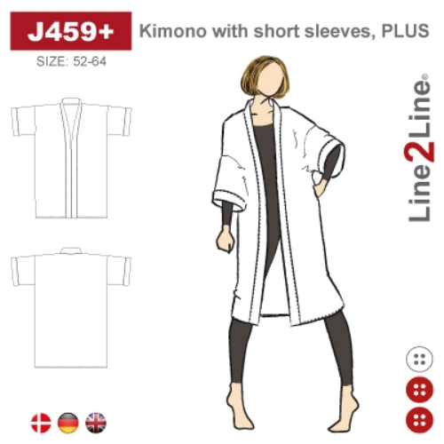Mönster på kimono, öppenskjorta, Plus storlek