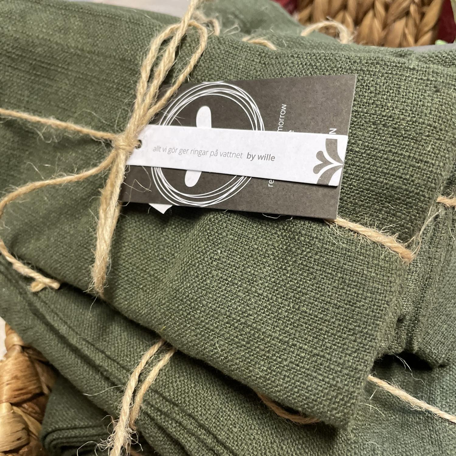 Meja, servett 2-pack, olivgrön, återvunnet material 45x45cm