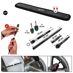 Verktygssats för rengöring av ventilsäten för aluminiumfälgar. 7 delar