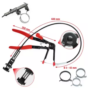 universal-Slangklämtång med bowdenkabel. 630 mm