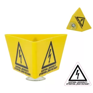 Takskylt med blixtsymbol och sugkopp