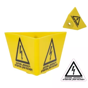 Takskylt med blixtsymbol och magnet