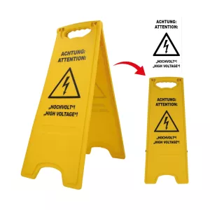 Skylt med blixtsymbol