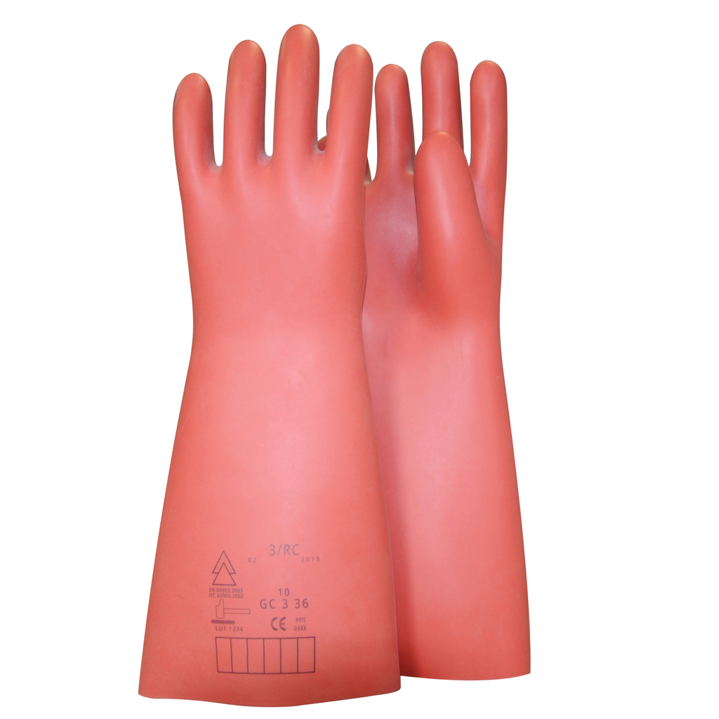 Glove for electricians with protective insulation. size 12. red