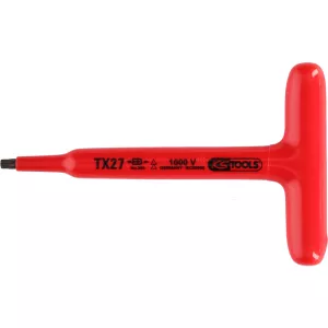 T-handtag Torx-stiftnyckel med skyddsisolering. T10. 120 mm
