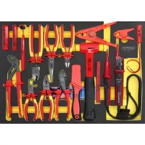 ERGOTORQUE VDE tångsats i skumgummiinsats. 17 delar