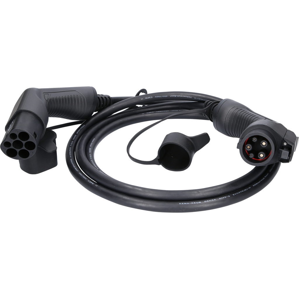 efuturo laddningskabel rak. typ 2 på typ 1-kontakt. enfas. upp till 7.4 kW. 32 A. 230 V. läge 3. 3 meter