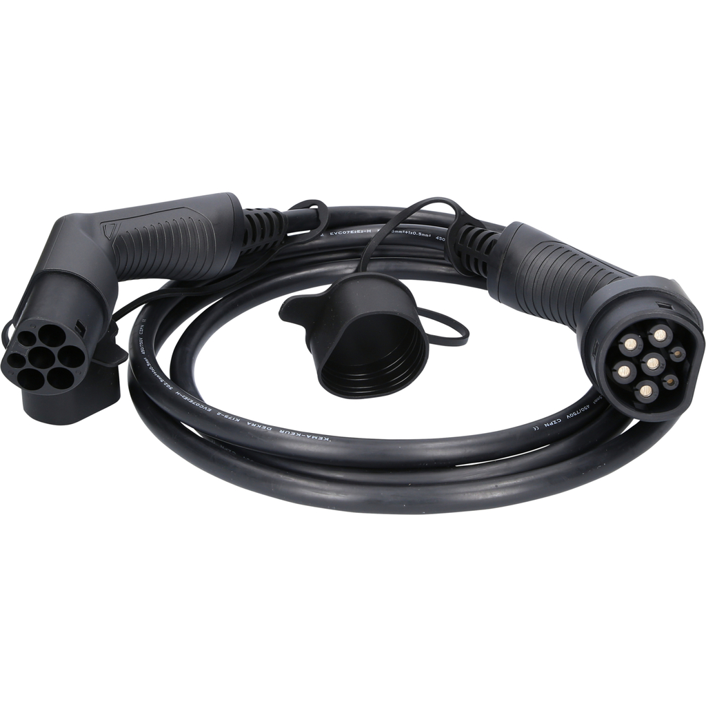 efuturo laddningskabel rak. typ 2 på typ 2-kontakt. trefas. upp till 11 kW. 16 A. 400 V. läge 3. 3 meter