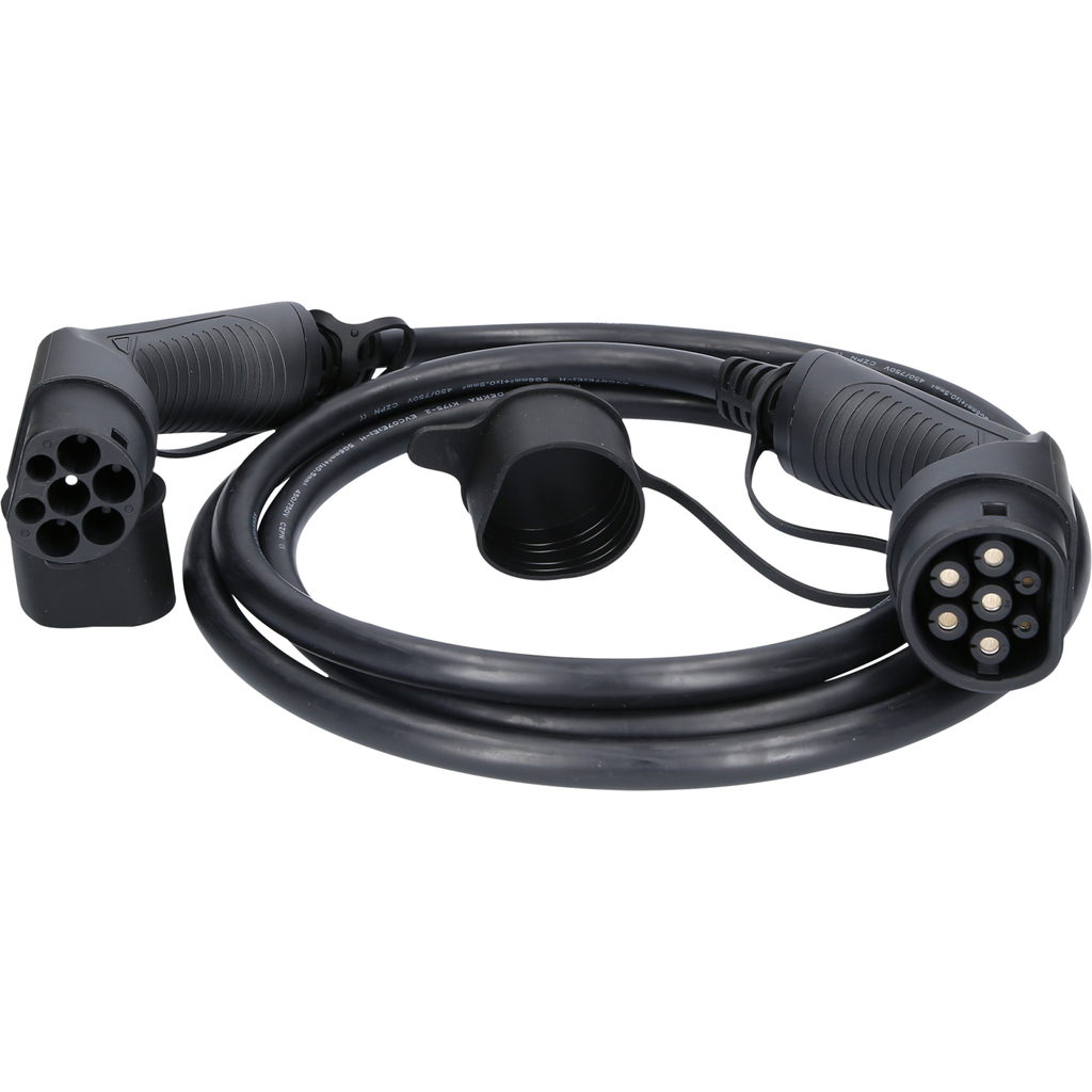 efuturo laddningskabel rak. typ 2 på typ 2-kontakt. trefas. upp till 22 kW. 32 A. 400 V. läge 3. 3 meter