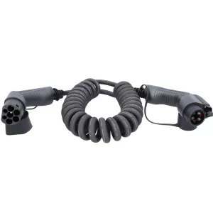 efuturo spiralladdningskabel. typ 2 på typ 1-kontakt. enfas. upp till 7.4 kW. 32 A. 230 V. läge 3. 5 meter