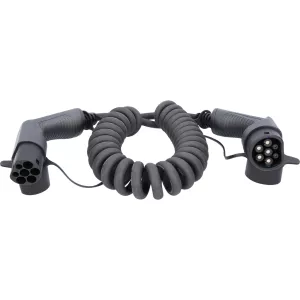 efuturo spiralladdningskabel. typ 2 på typ 2-kontakt. trefas. upp till 11 kW. 32 A. 400 V. läge 3. 5 meter