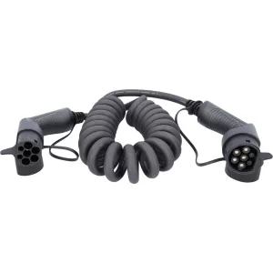 efuturo spiralladdningskabel. typ 2 på typ 2-kontakt. trefas. upp till 22 kW. 32 A. 400 V. läge 3. 5 meter