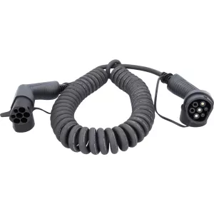 efuturo spiralladdningskabel. typ 2 på typ 2-kontakt. enfas. upp till 7.4 kW. 32 A. 230 V. läge 3. 5 meter