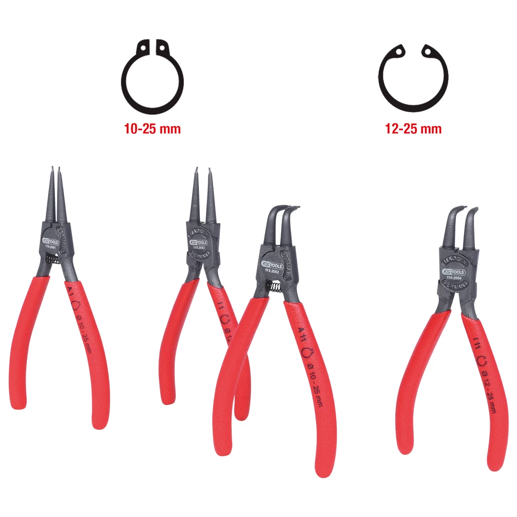 Säkringstångsats. 10-25 mm. 4-delar