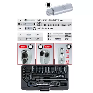 Hylsnyckelsats för kyla och klimat. 19 delar