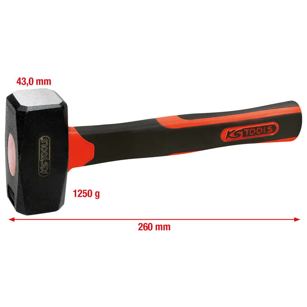 Slägga med handtag i glasfiber. 1250g