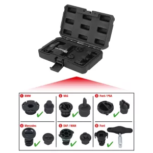 3/8" specialprofilsats för oljeservice med oljeavtappnings skruvar av plast. 6 delar