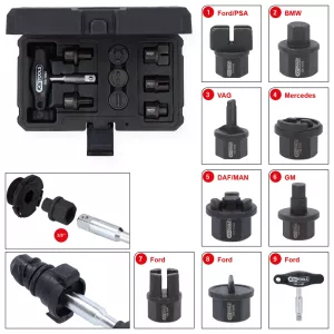 3/8" specialprofilsats för oljeservice med oljeavtappningsskruvar av plast. 9 delar