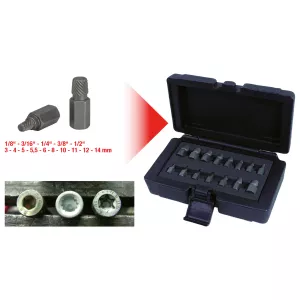 spiralskruvar och skruvutdragarsats. 15-delar