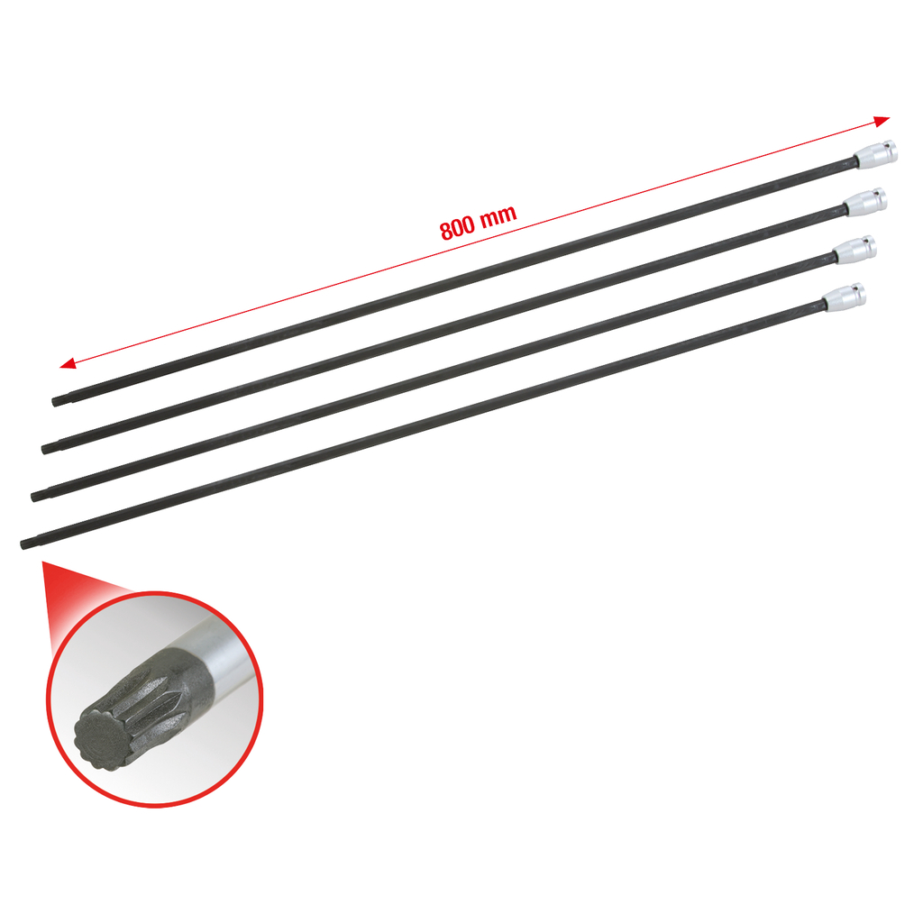 1/2" drivaxel hylssats flertandad 4-delar