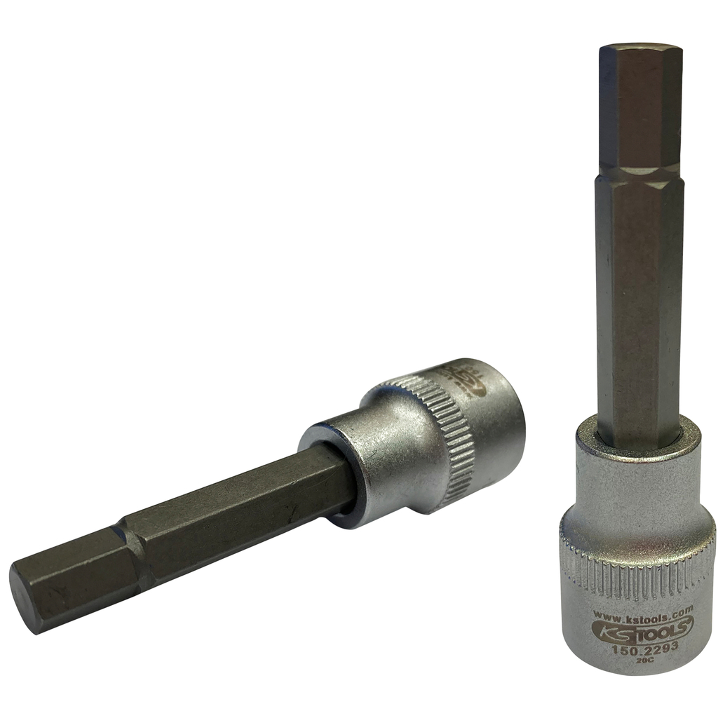 3/8" Bit-hylsa för insex-skruvar på bromsok. 7 mm. 65 mm lång