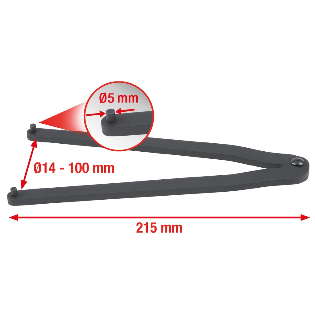 Frontplattelåsnyckel Ø 14 - 100 mm med tapptjocklek 5.0 mm