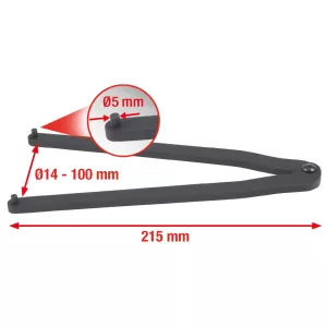 Frontplattelåsnyckel Ø 14 - 100 mm med tapptjocklek 5.0 mm