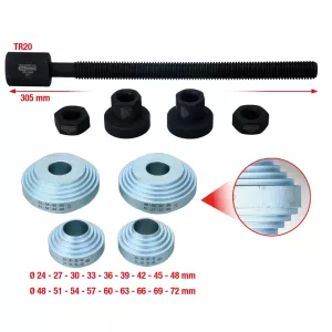 universal hjullagerverktygssats. 9 delar. Ø 24–72 mm