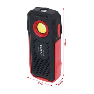 Mobil verkstadslampa. 500 lumen. med Bluetooth-högtalare. hopfällbar