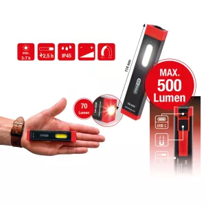 UltimateBEAM LED-inspektionslampa av aluminium. litiumjon. 500 lumen