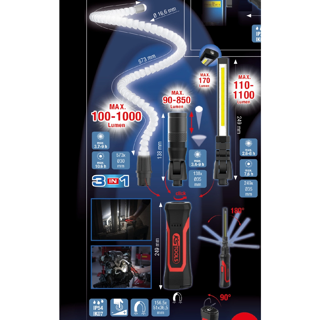 eQi UltimateBEAM Quick-Lock arbetslampsats. 4 delar