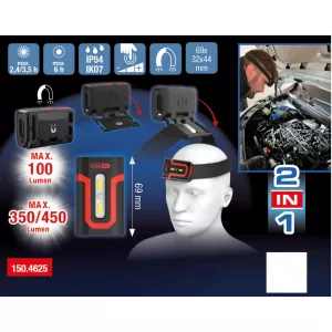 eQi UltimateBEAM 2-i-1 huvudlampa/arbetslampa 450 lumen