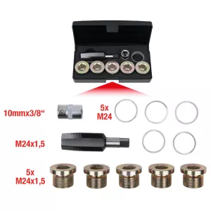 Oljeavtappningspluggar-gängareparationssats. 12-delar M24 x 1.5