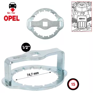 1/2" oljefilternyckel Ø 74 mm / 15 spår för Opel