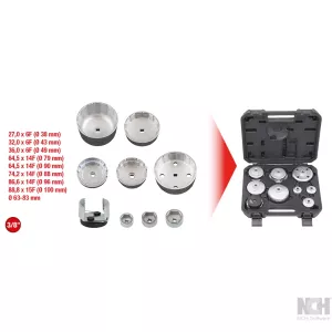 Oljenyckelsats för oljefilter och filterhuslock. 9-delar