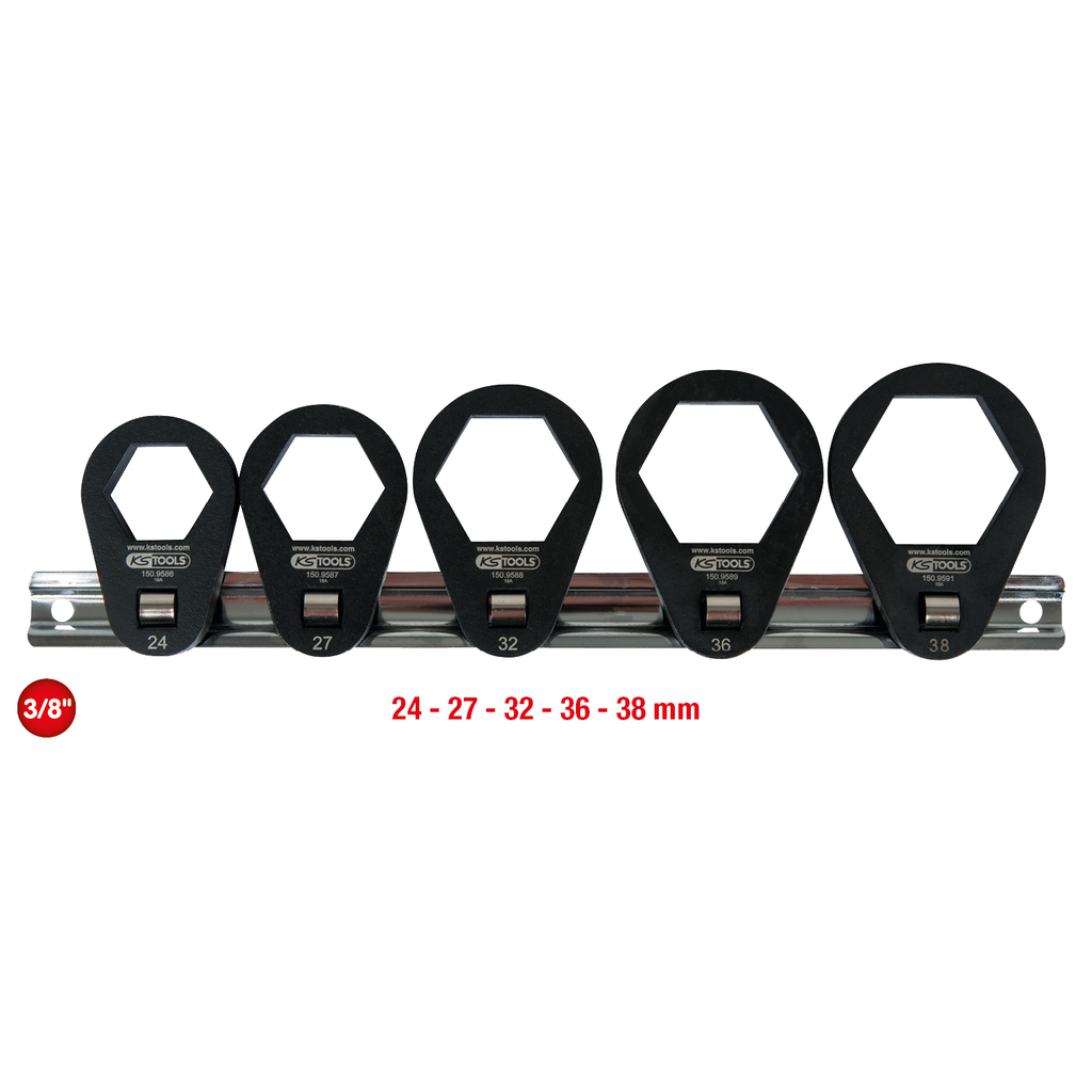 3/8" insticksringnyckelsats. extra platt. 5-delar