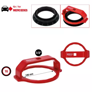 1/2" fjäderbens-fästmutter-nyckel för Mercedes. 106 mm