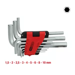 Insex-vinkelstiftnyckelsats i hopfällbar hållare. 9-delar. 1.5-10mm