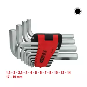 Insex-vinkelstiftnyckelsats i hopfällbar hållare. 14-delar. 1.5-19mm