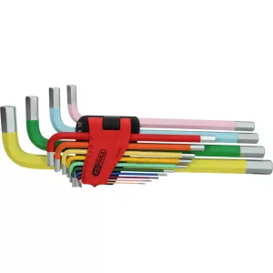 Sats vinkelstiftnyckel med insexkant. extra lång. 14 delar. tum