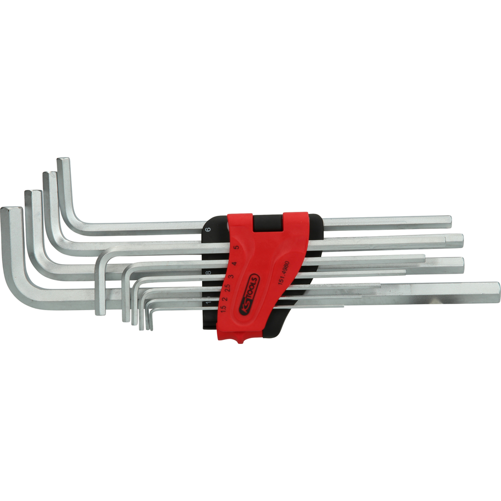 Sats vinkelstiftnyckel med insexkant. extra lång. 10 delar