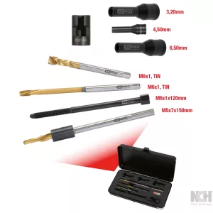 universal utborrningssats för glödstift M8 x1. 8-delar