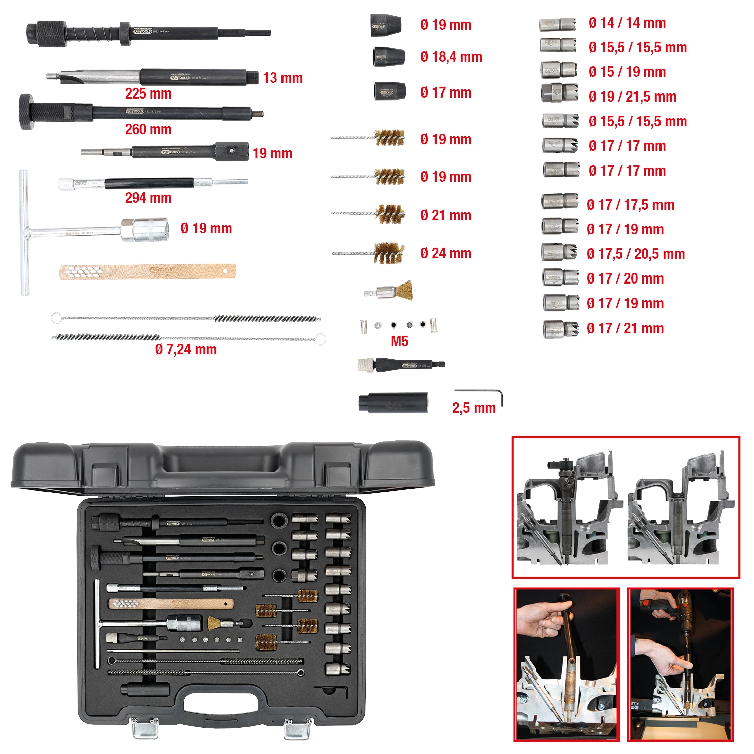 Master Injektorer-tätningssits-rengöring-sats. 40-delar